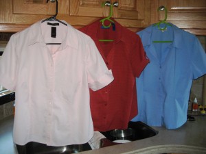 Freshly ironed blouses