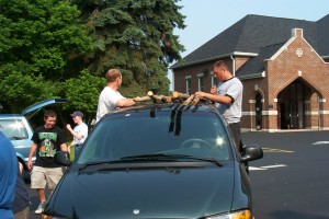 Loading up for a scout canoe trip in 2002