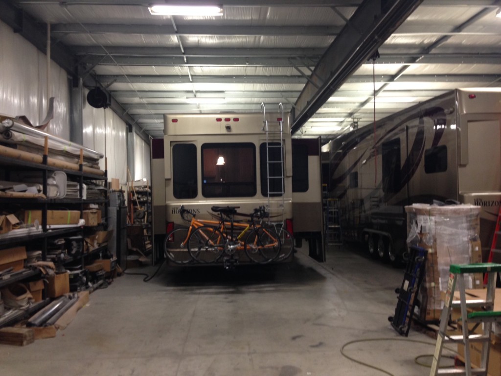 The RV in the service bay