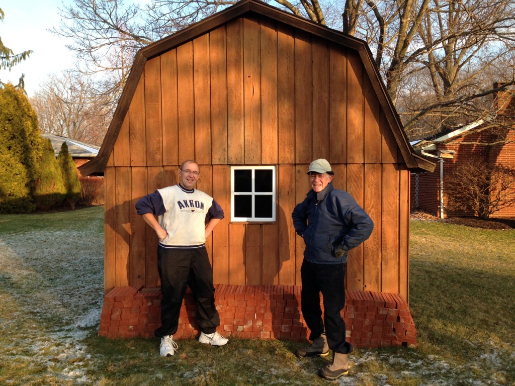 Tom and Dad replaced a window in the "barn" and served as taste testers