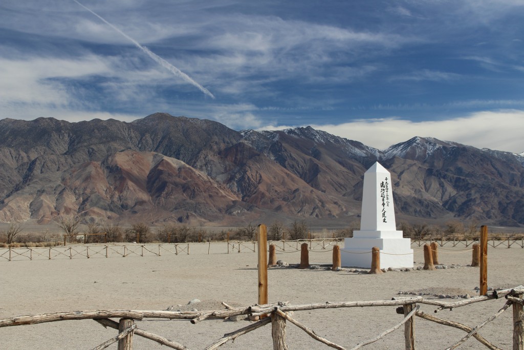 Manzanar Memorial in the shadow of the Sierra Nevada mountains