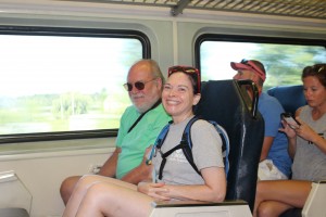Sandy and Eric on the train