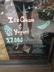 Sign in the Ice Cream Show window