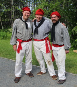 Johnny, Tom, and Jared in the voyageur "uniform"