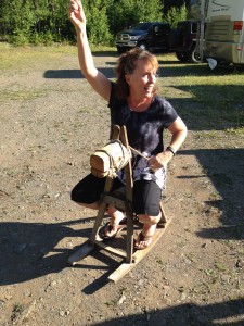 Val on the rocking horse