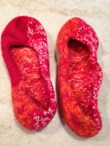 After felting three hours, slippers were lumpy and yuck.