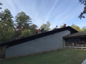 Removing over the theater - the noisiest part of the job