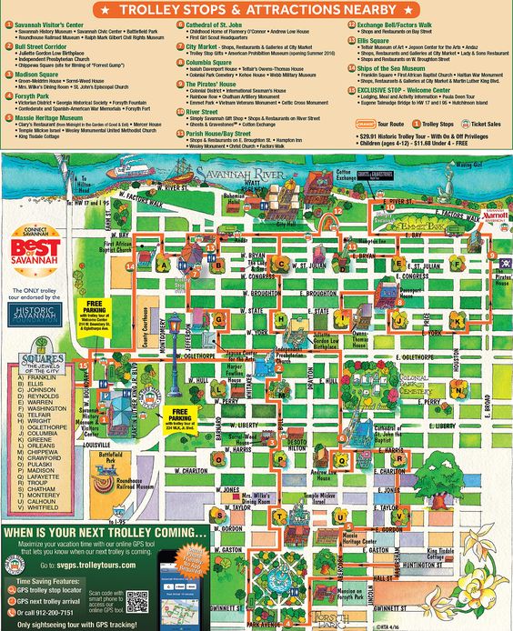 savannah ga trolley tours map